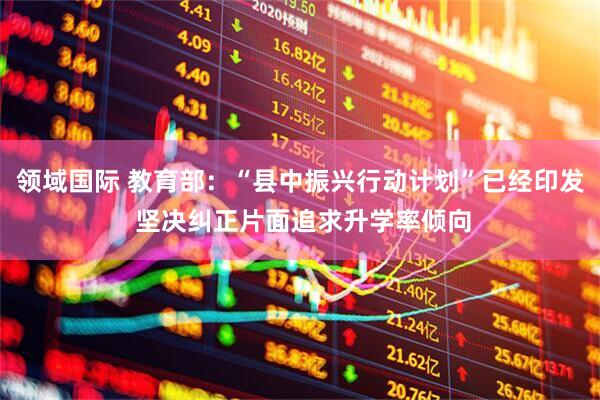 领域国际 教育部：“县中振兴行动计划”已经印发 坚决纠正片面追求升学率倾向